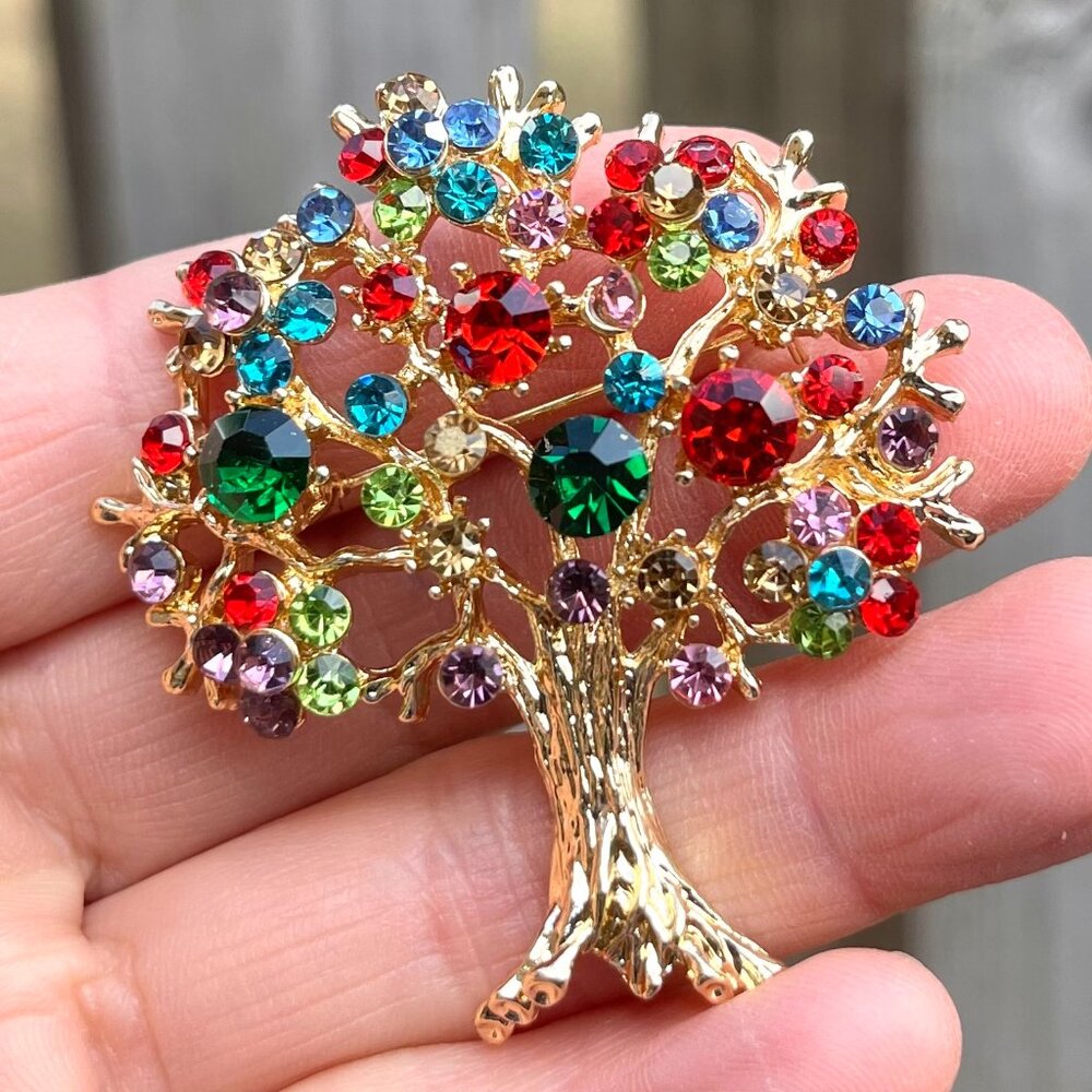 Tree of Life Rhinestone Brooch Tree Brooch Pin